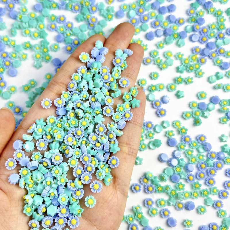 Resin Color Five Petal Flower Nail Jewelry