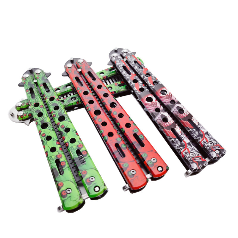 Butterfly Folding Knife Not Open Blade 3D Practice Butterfly Comb