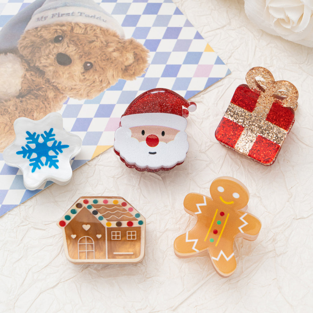 Gingerbread Man Christmas Tree Snowflake Barrettes