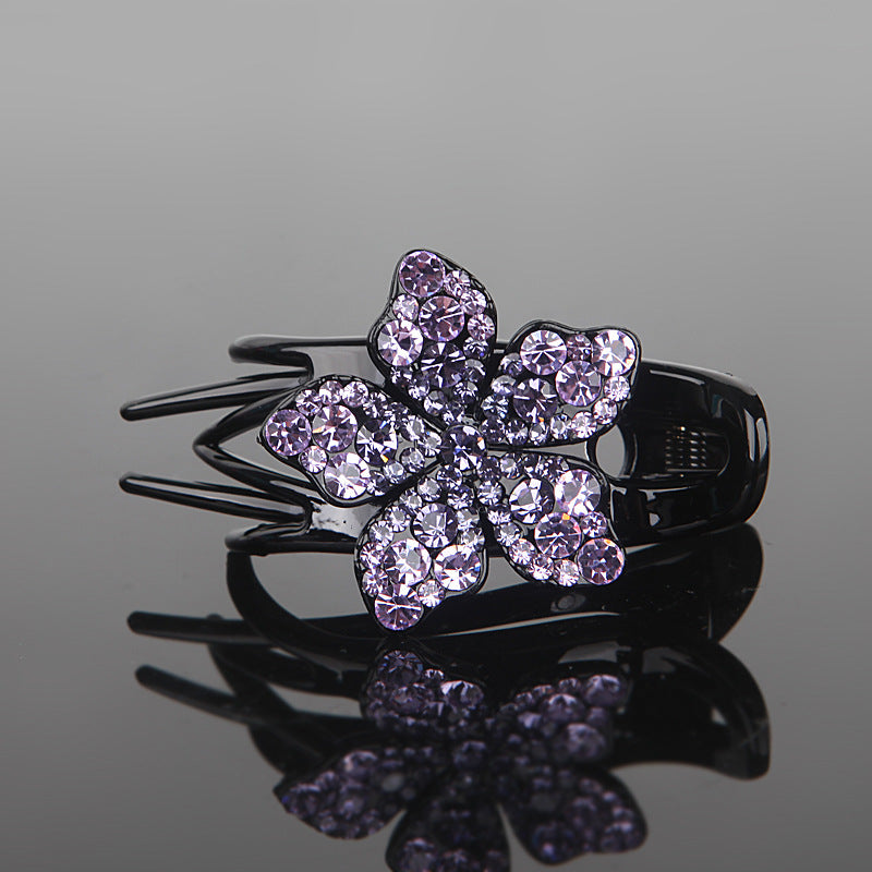 Barrettes Back Head Three-jaw Clamps Rhinestone Flower