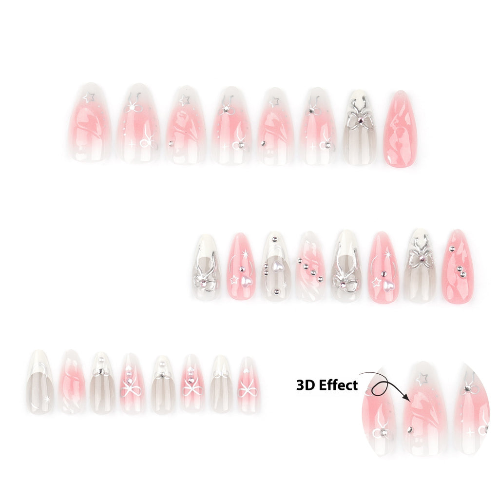 24-piece 3D Bow Manicure 3D Handmade Nail Tip