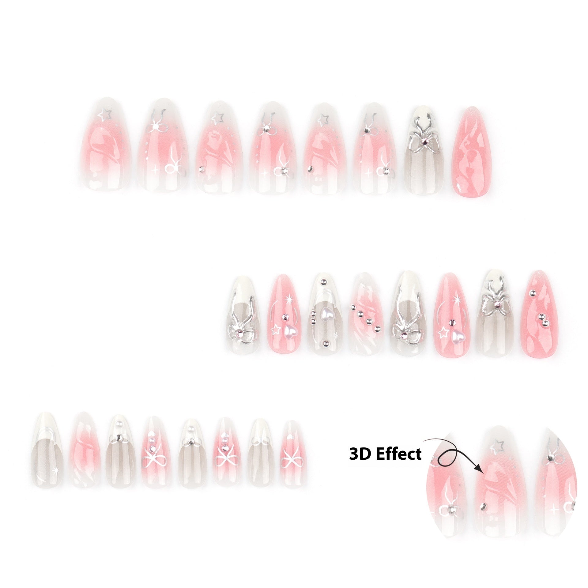 24-piece 3D Bow Manicure 3D Handmade Nail Tip