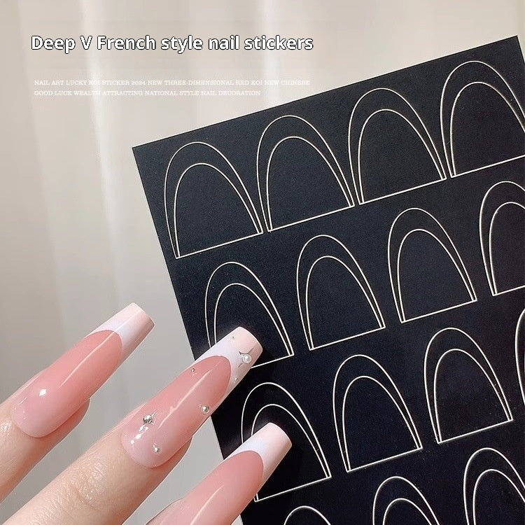 Nail Art Deep V French Sticker Spray Gradient Patting Glue Template