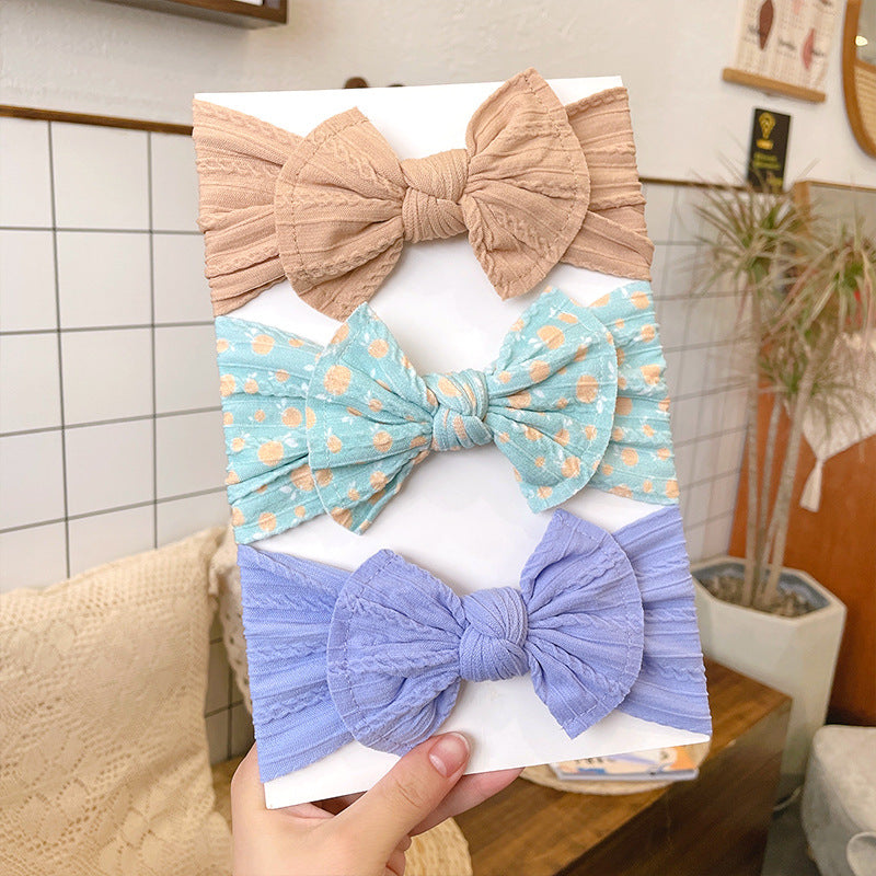 European And American Soft Jacquard Wide Bow Elastic Headband