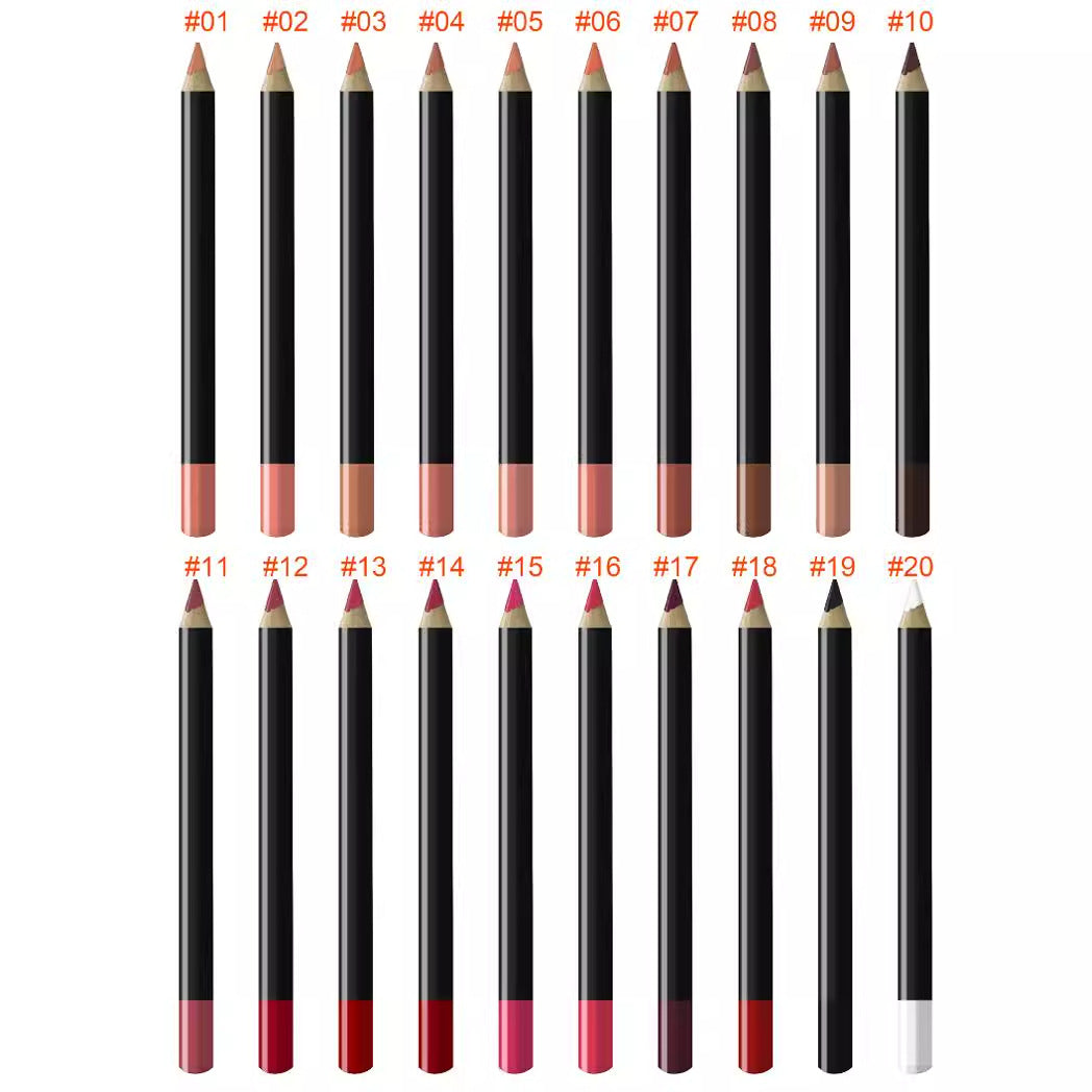 20 Color Black Pen Holder Lip Liner Waterproof Easy To Color