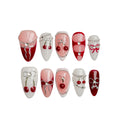 Autumn New Carved Hand Painted Almond Nail Hand-worn Nail