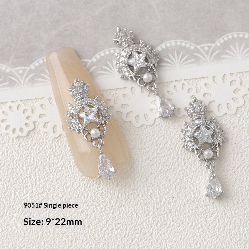 Silver Zircon Bow Nail Art Accessories