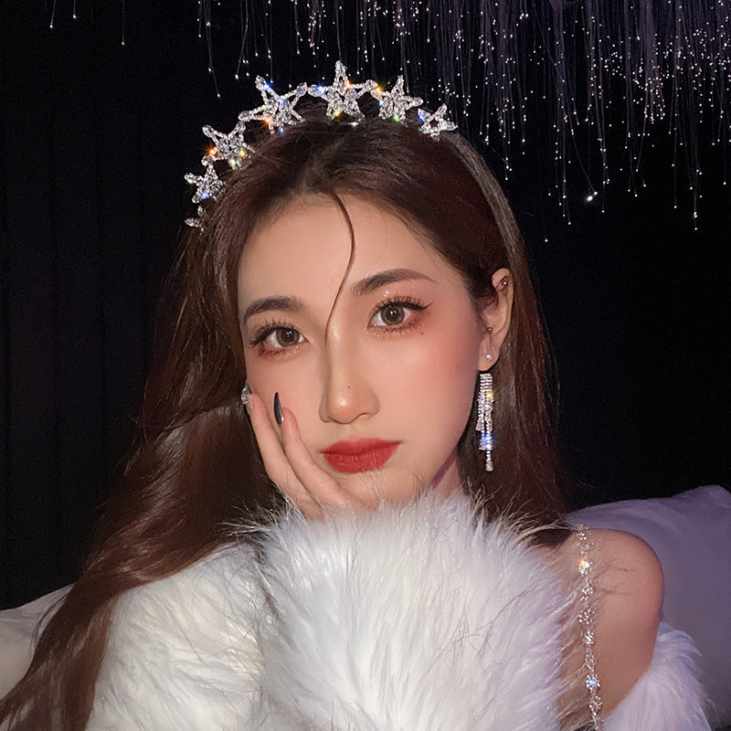 Women's Diamond Geometric Love Chain Tassel Headband