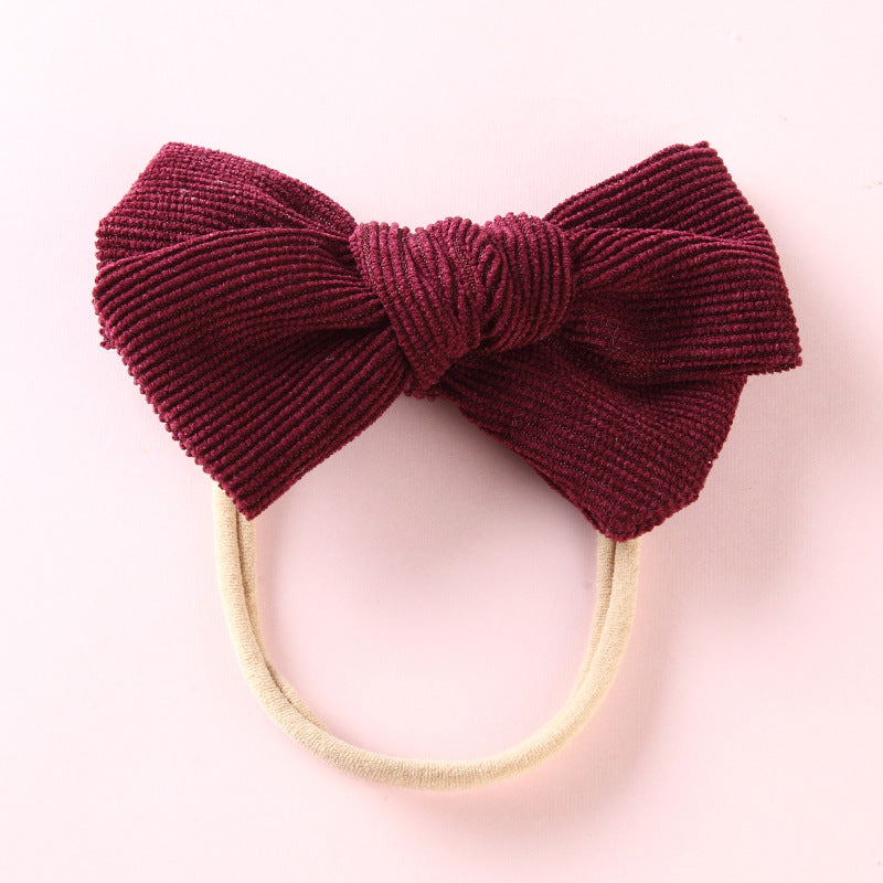 Elastic Nylon Hair Rope 17 Colors Corduroy Bow Baby Hair Tie