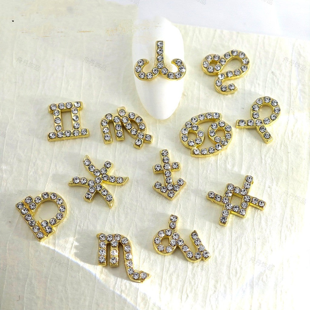 Twelve Zodiac Nail Art Accessories Alloy Inlaid Diamonds