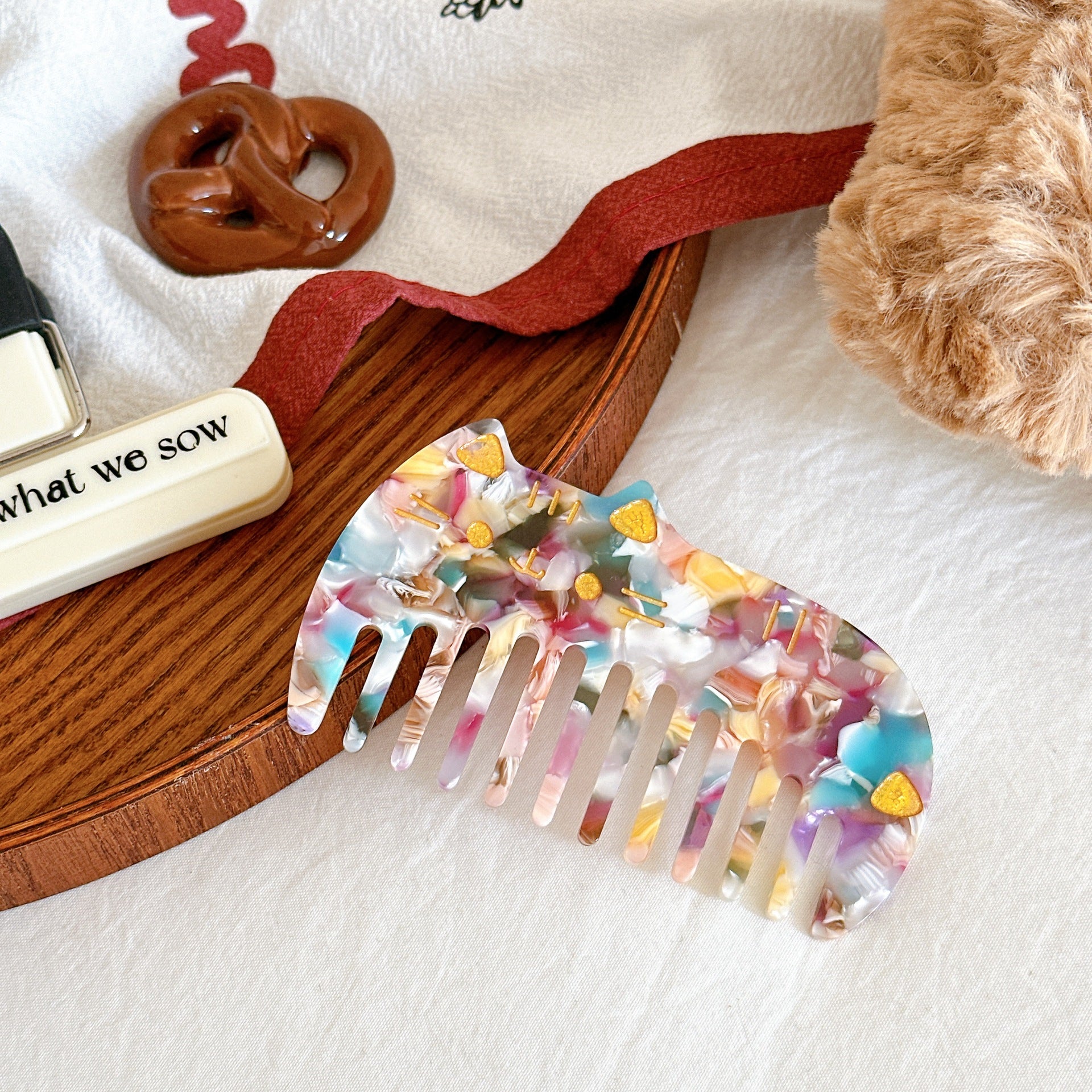 Retro Acetate Portable Cute Cat Comb