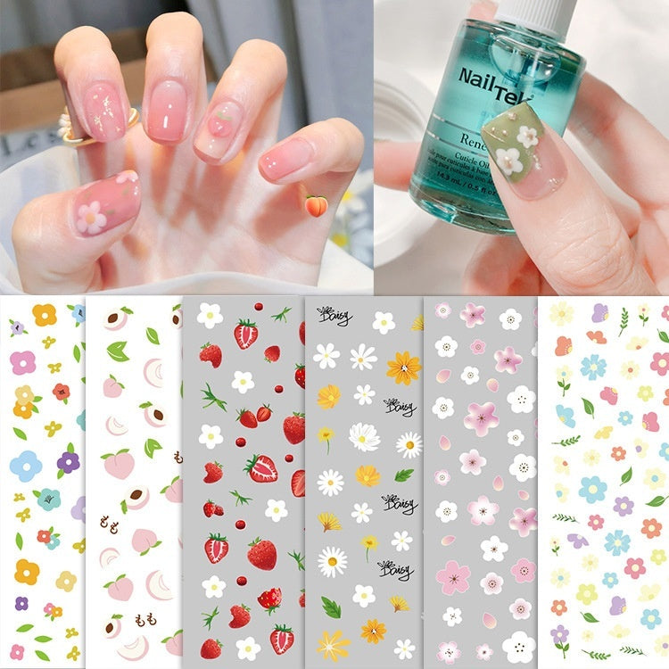 Joyful New Summer Nail Stickers Featuring Flower And Peach Designs