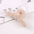 Simple Solid Color Plush Hairpin Women