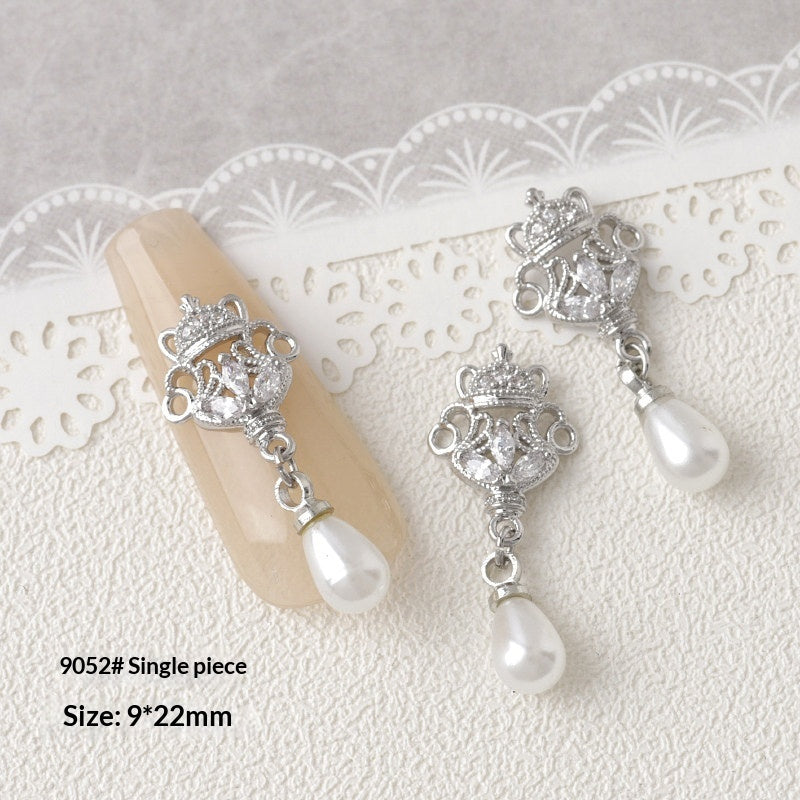 Silver Zircon Bow Nail Art Accessories