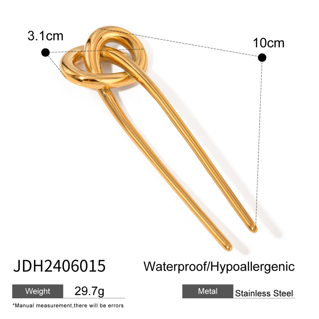 European And American Hair Clasp Simple Tie Up The Hair Elegant 18K Gold Stainless Steel Hairpin