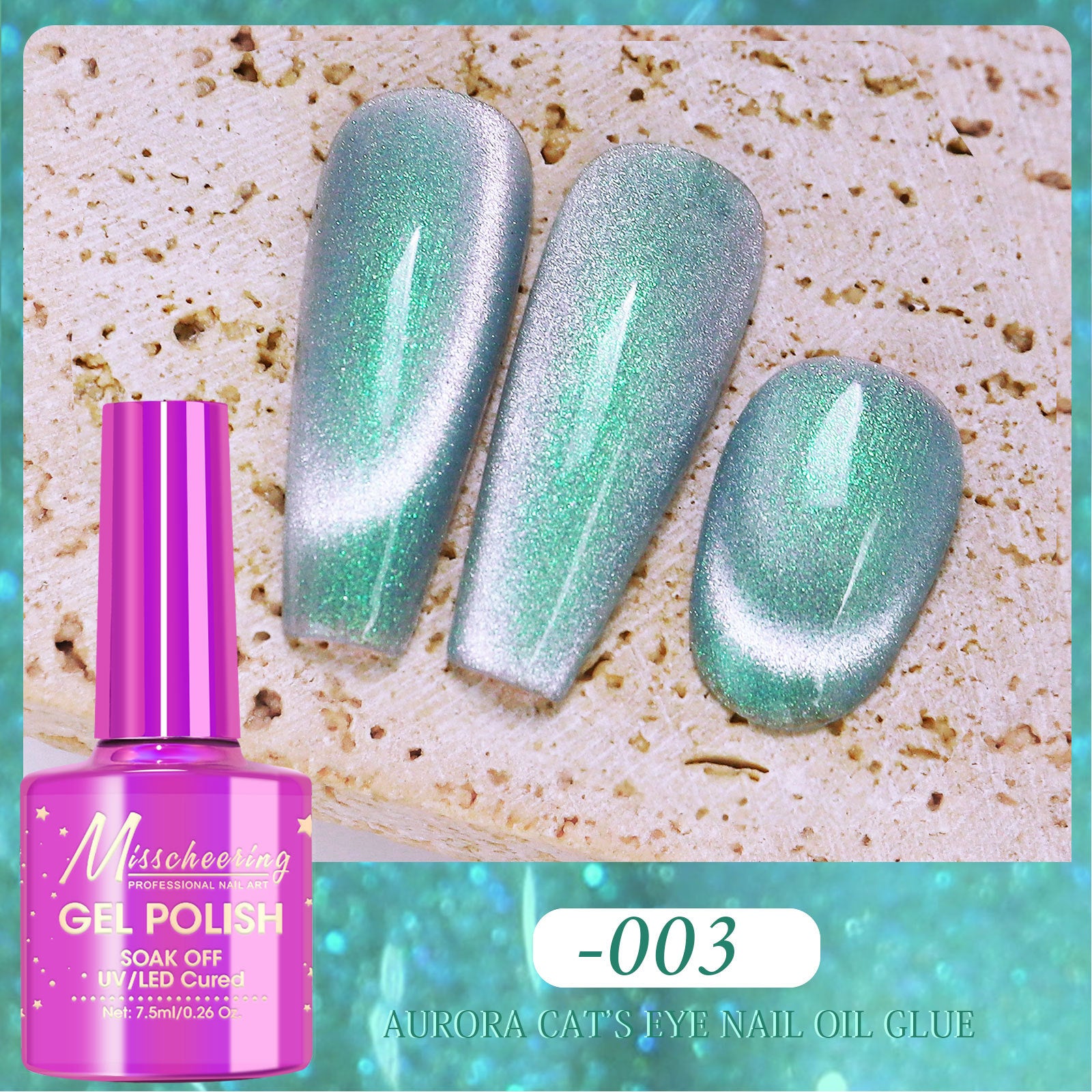 Misscheering Polar Day Crystal Cat's Eye Dazzling Magic Color Nail Polish