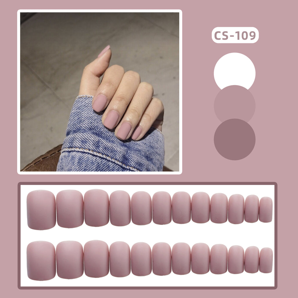 Frosted Grey Short Square False Nail