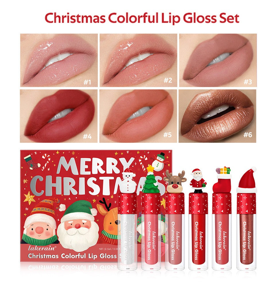 Christmas Gift Christmas Lip Gloss Set 6-Piece Red Matte Velvet Lip Gloss