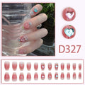D327 Wearing Armor Removable Nail Tips Ice-transparent Blush White Heart Diamond