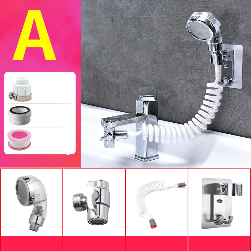 Wash basin faucet with external shampoo shower