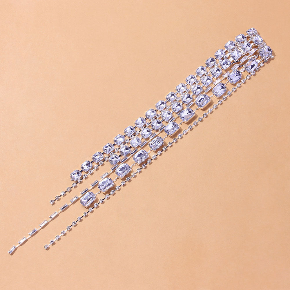 Rhinestone Tassel Headband Exaggerated Ponytail Hair Chain