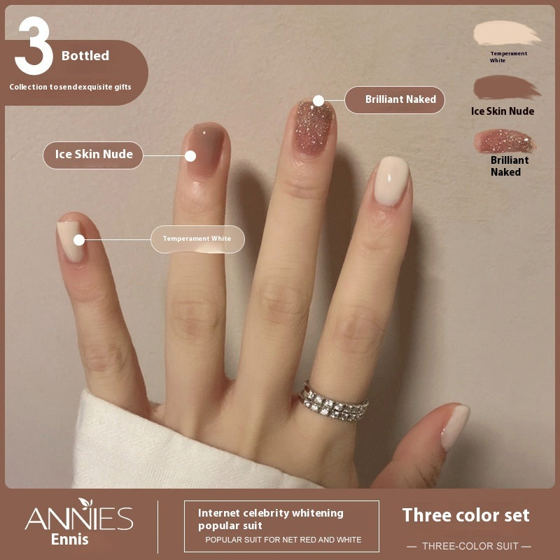 Annies Ennis Women's Three-color New Ice Jelly Nude Color Gel Nail Polish Suit