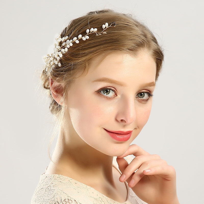 Photography Headgear Copper Wire Pearl Hair Comb Handmade
