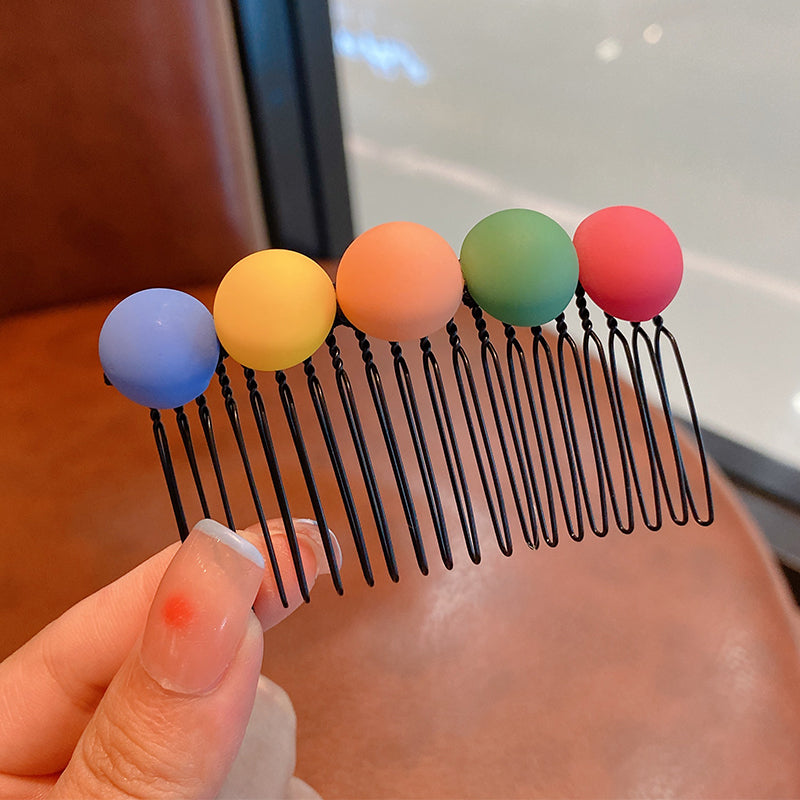 Summer Women's Candy Color Round Bean Hair Comb Organizer