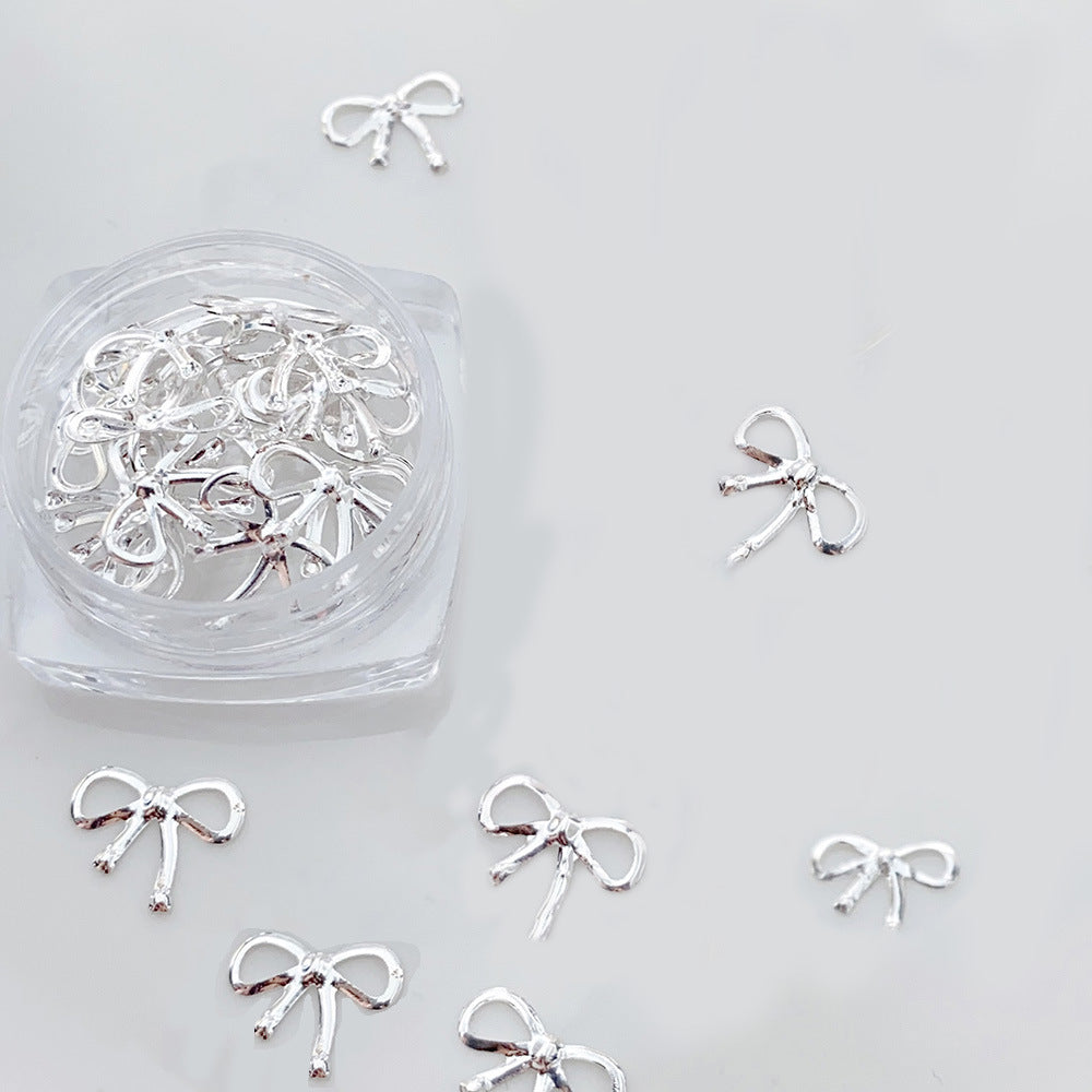 Alloy Bow Nail Ornament Light Luxury Advanced Bow Gold And Silver Nail Accessories