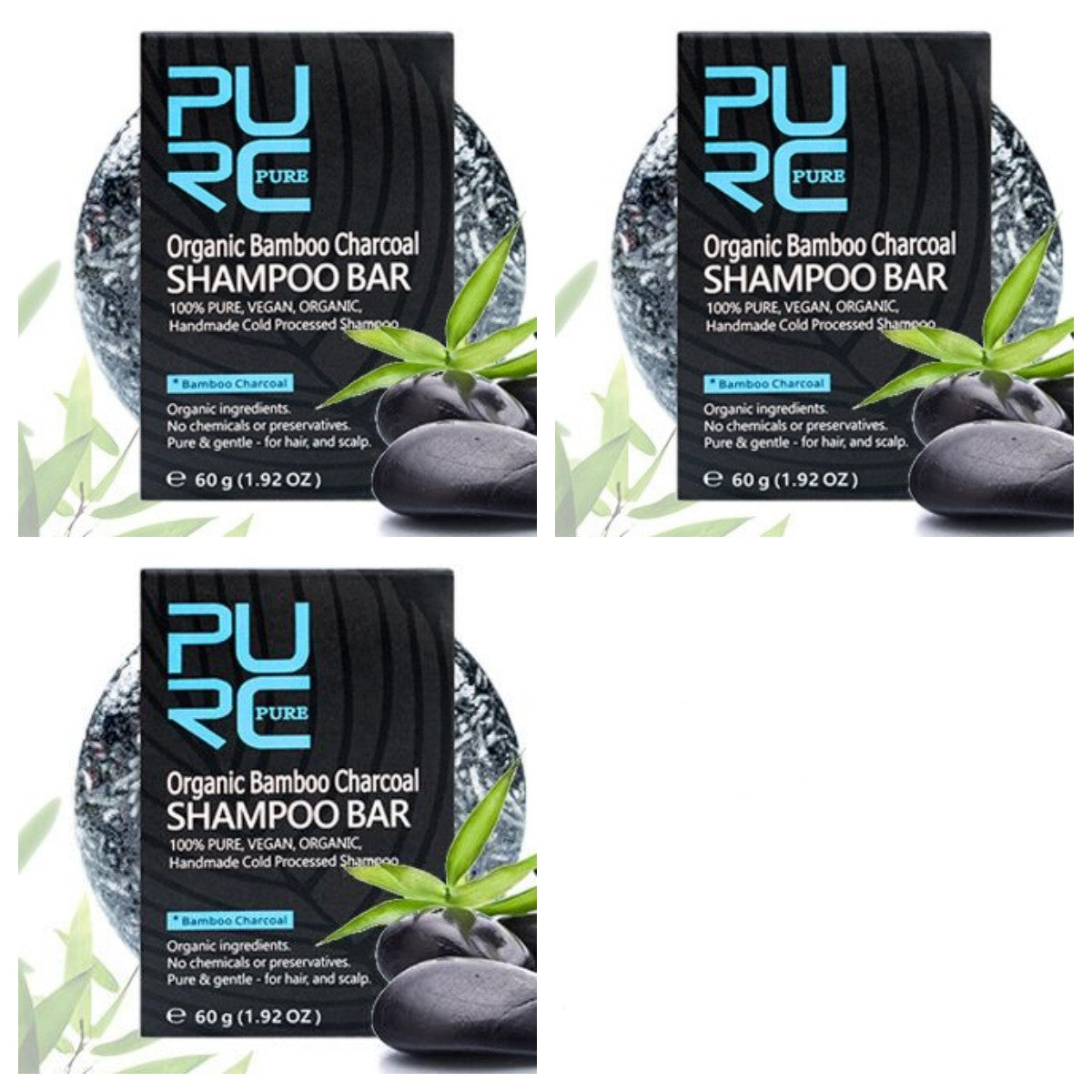 PURE Hand-extracted bamboo charcoal shampoo soap