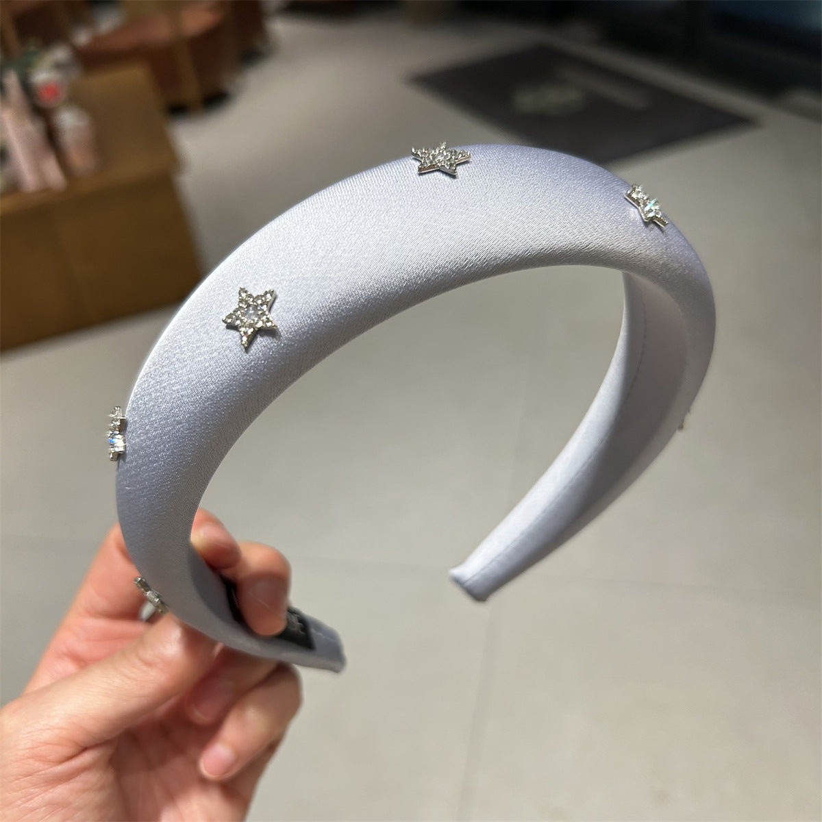 Headband For Women High-Crown Headband With Starry Rhinestones Hair Clip For Flyaways