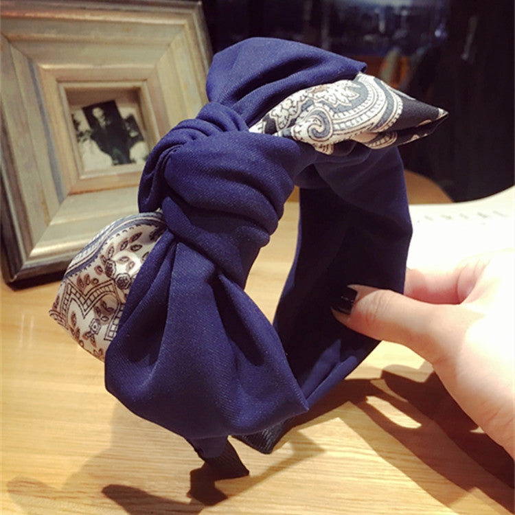 Contrasting color non-slip wide brim headband