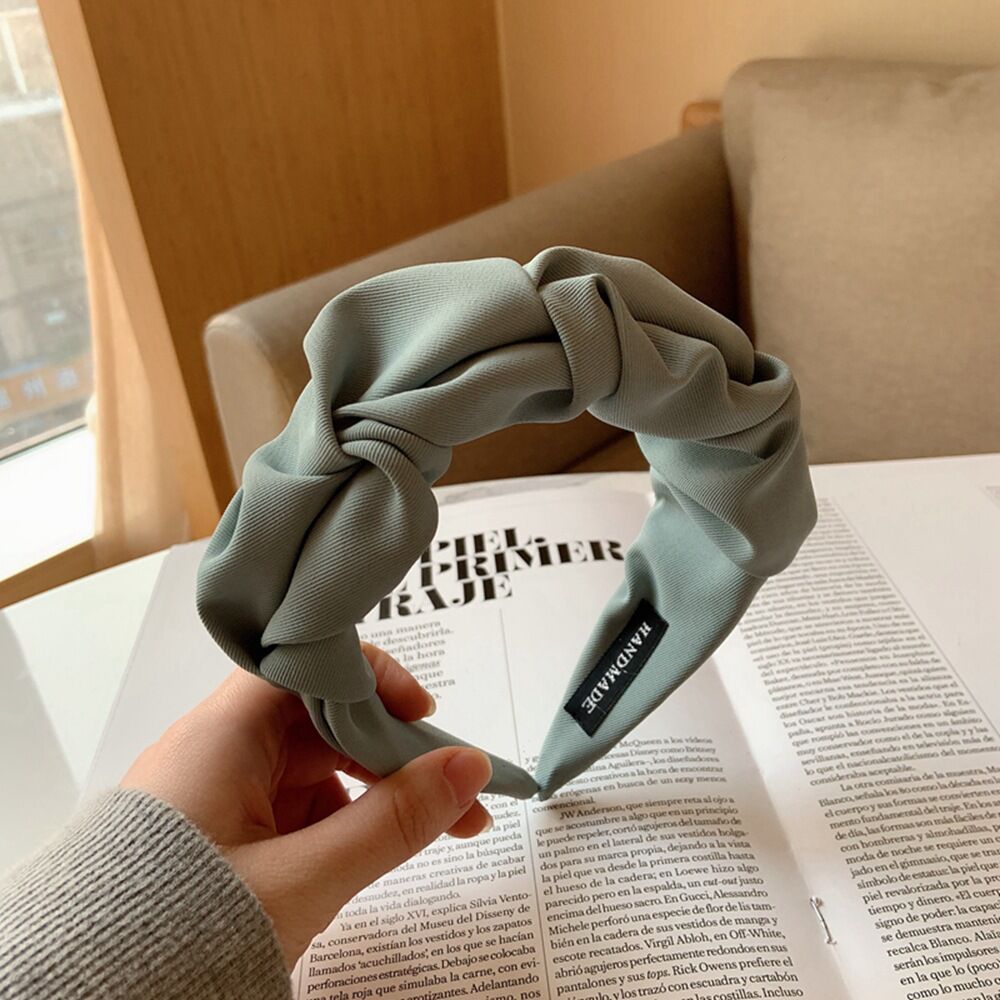 Women's Temperament Pleated Wide Brim Solid Color Headband