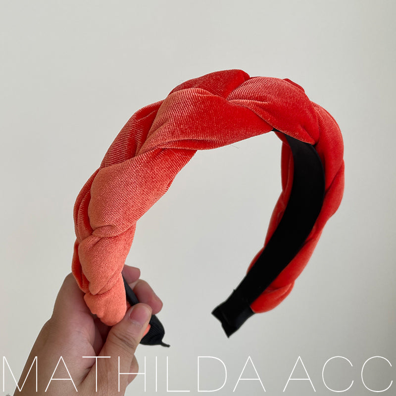Vintage Solid Gold Velvet Braided Twist Embossed Headband