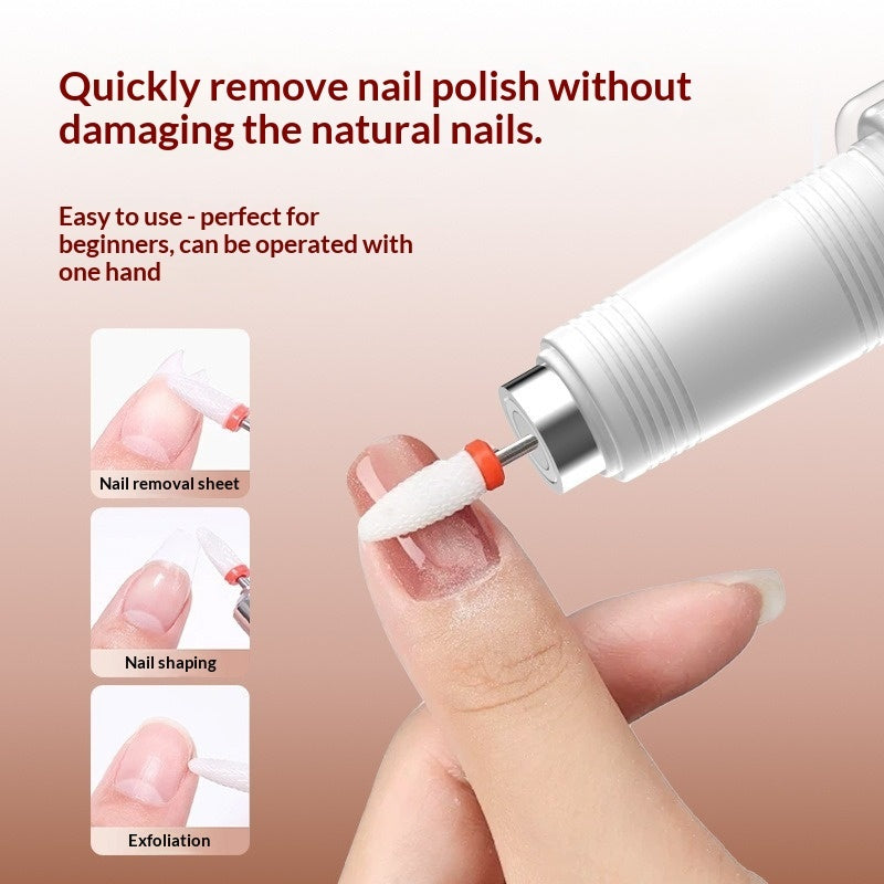 OEM 2-in-1 Electric Nail Grinder With LED Light Handheld Rechargeable Manicure Polishing Machine