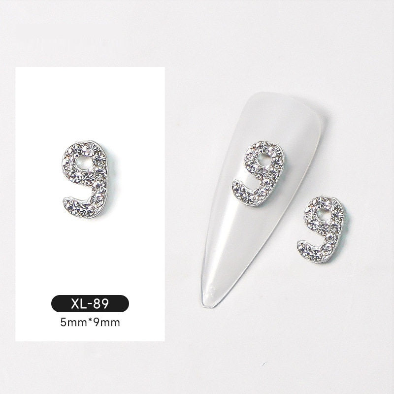 Silver Digital Sparkling Diamond Alloy Nail Decoration
