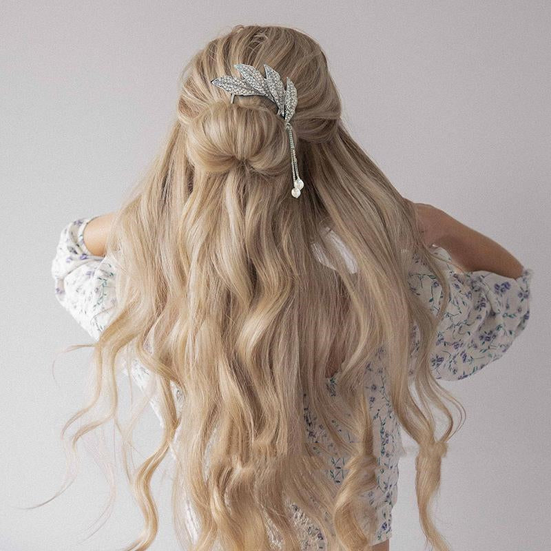 Coiled Hair Artifact Metal Tassel Hairpin Pearl