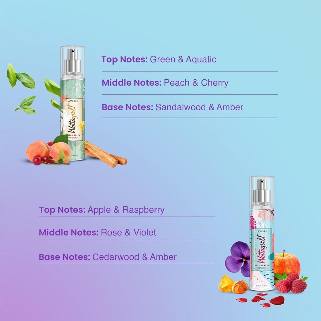 Layer'r Wottagirl Wood Body Splash Spray For Women (25ML) Pack of 4