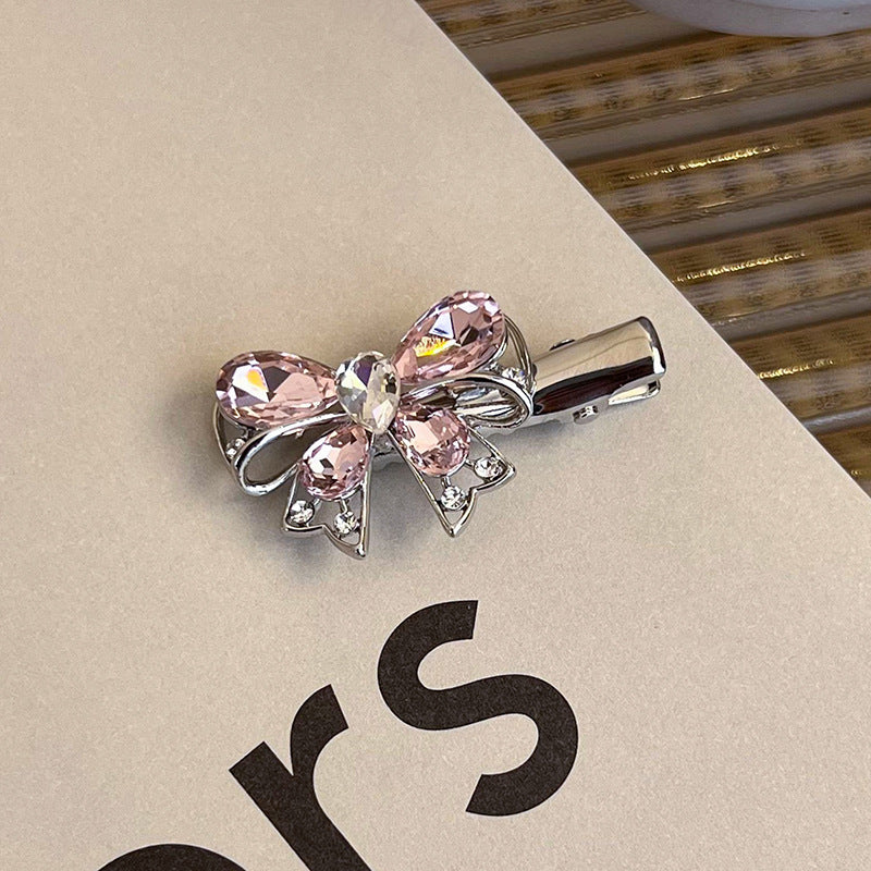 Heart Shape Rhinestone Side Bang Clip Sweet Cool Girl Metal Barrettes