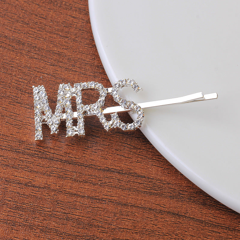 Letter Side Clip Bangs Rhinestone