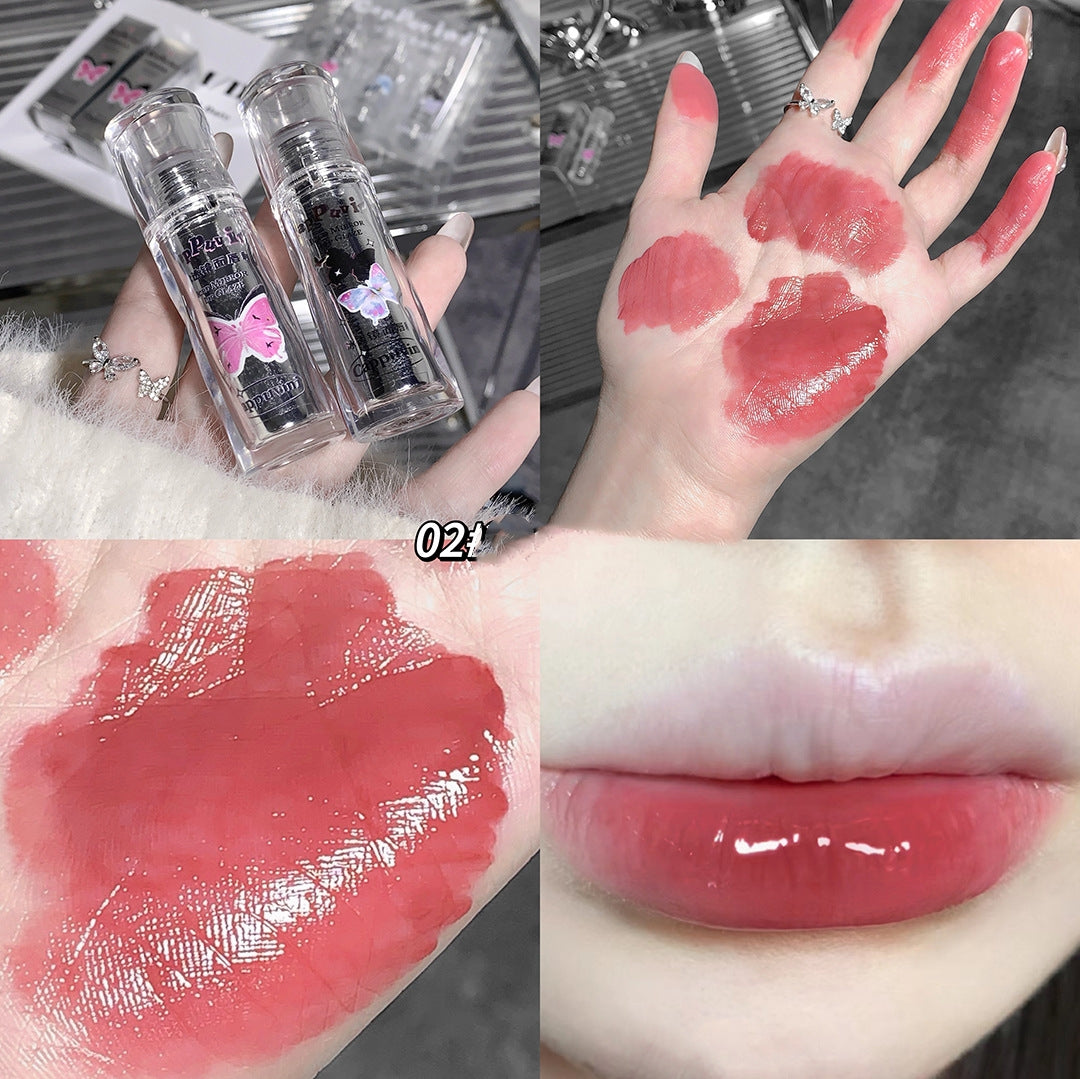 Cappuvini Three Per Package Suit Butterfly Cute Mirror Water Light Lip Lacquer Show