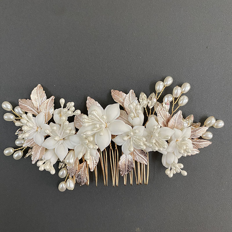 Wedding Bride Handmade Pearl Comb Flower Headwear