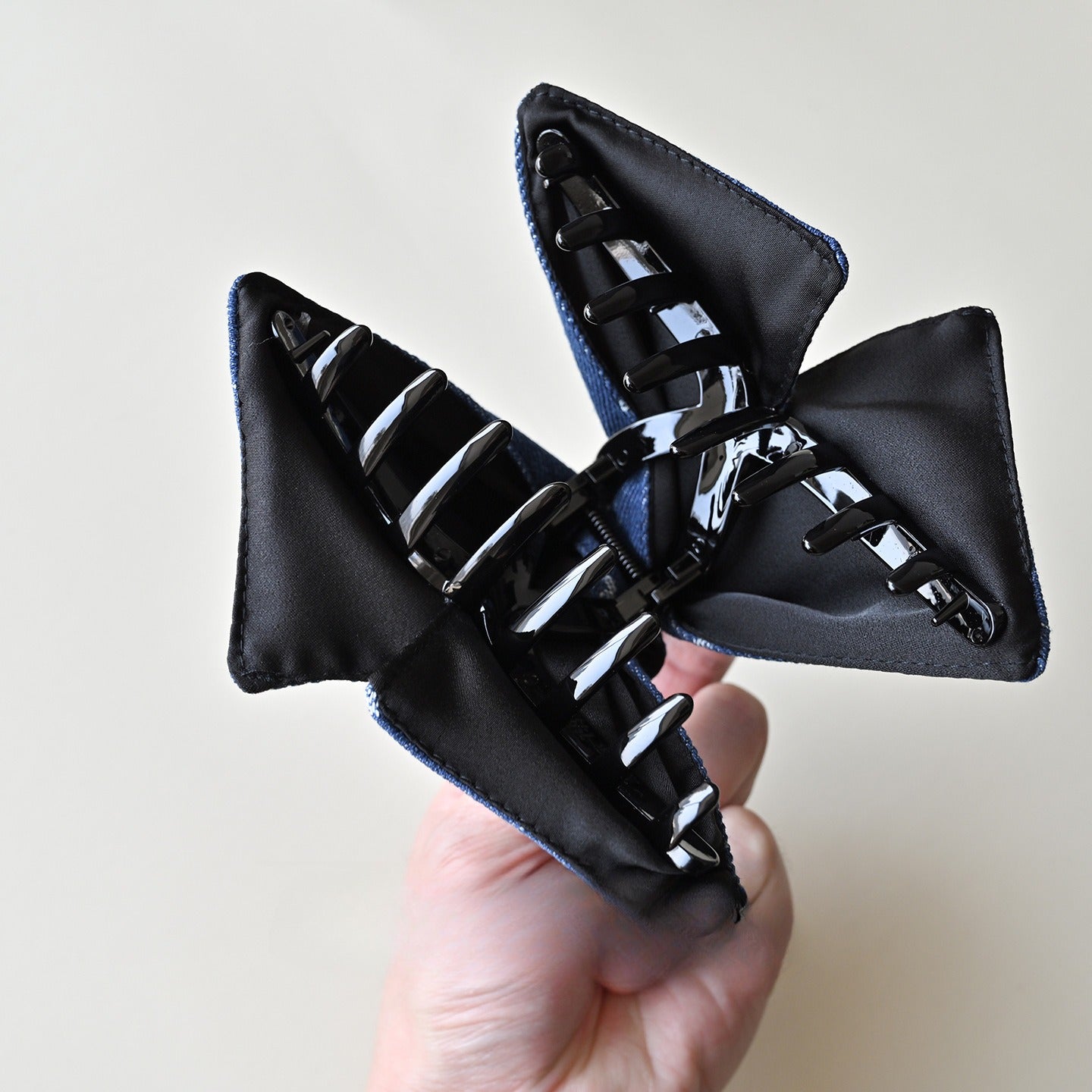 Embroidered Denim High Sense Barrettes Back Head Updo Shark Barrettes