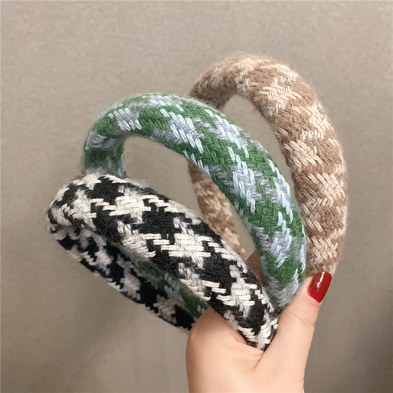 Women's Knitted Sponge High Skull Top Wide Headband