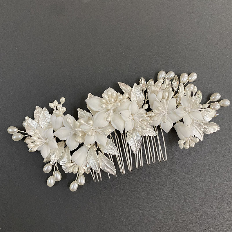 Wedding Bride Handmade Pearl Comb Flower Headwear