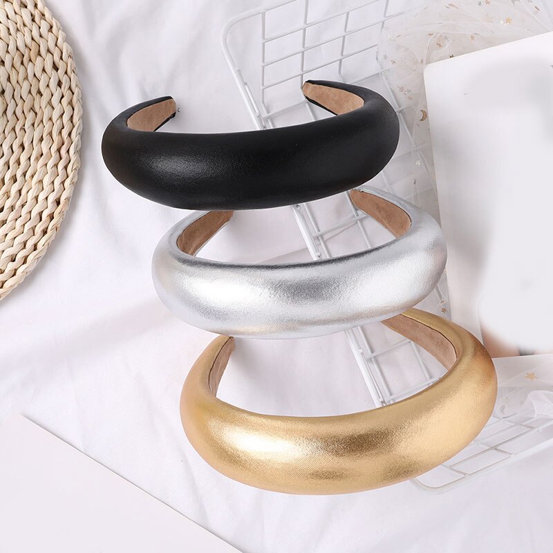 Leather Sponge Thicken Cloth Wide Side Headband