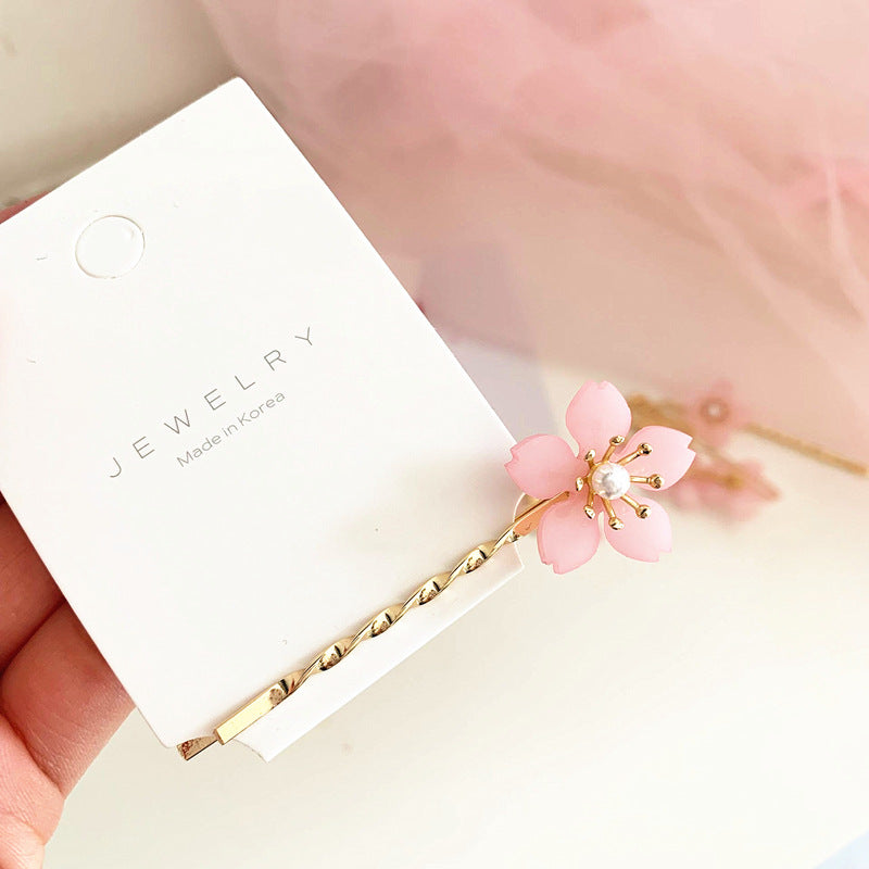 Pink Flower Side Clip Girl Hairpin Bangs Clip