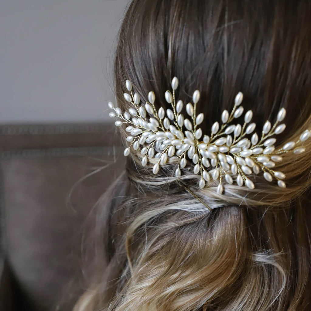 Bridal Wedding Headdress Wheat Pearl Handmade Comb