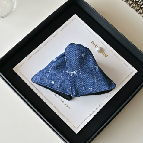 Embroidered Denim High Sense Barrettes Back Head Updo Shark Barrettes