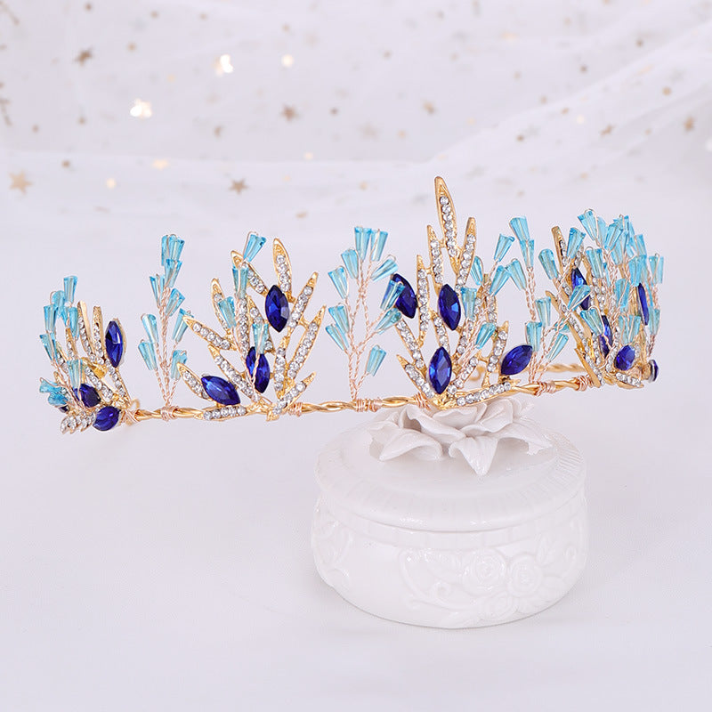 Women's Alloy Blue Crystal Crown Headband
